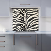 White Tiger Print Kitchen Splashback