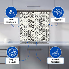 Hand Drawn Chevron Pattern Kitchen Splashback