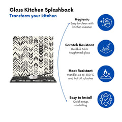 Hand Drawn Chevron Pattern Kitchen Splashback