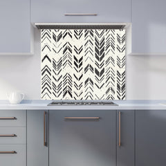 Hand Drawn Chevron Pattern Kitchen Splashback
