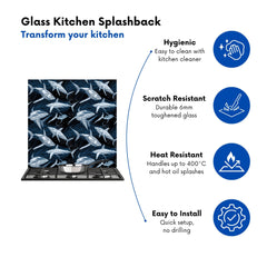Hand Drawn Shark Pattern Kitchen Splashback