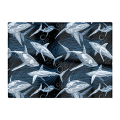 Hand Drawn Shark Pattern Glass Chopping Board