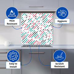 Overlapping Coloured Diagonal Lines Kitchen Splashback