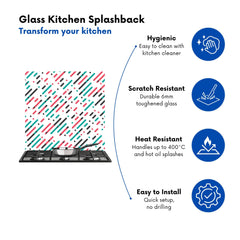 Overlapping Coloured Diagonal Lines Kitchen Splashback