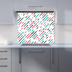 Overlapping Coloured Diagonal Lines Kitchen Splashback