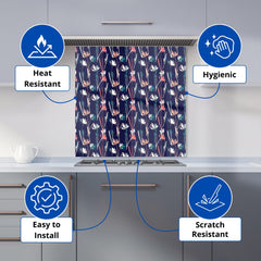 Hand Drawn Wild Flowers Kitchen Splashback