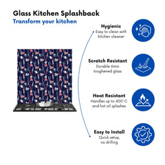 Hand Drawn Wild Flowers Kitchen Splashback