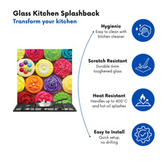 Bright Colourful Cupcakes Kitchen Splashback