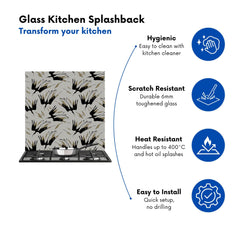 Black And Gold Fire Bird Silhouettes Kitchen Splashback