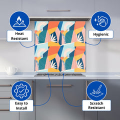 Modern Floral Pattern Kitchen Splashback