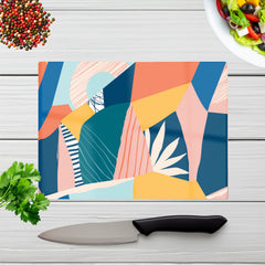 Modern Floral Pattern Glass Chopping Board