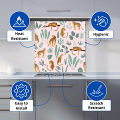Hand Drawn Leopards Kitchen Splashback