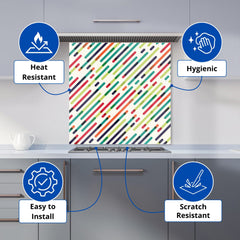 Coloured Diagonal Abstract Pattern Kitchen Splashback