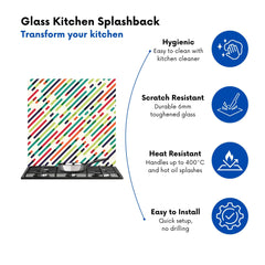Coloured Diagonal Abstract Pattern Kitchen Splashback