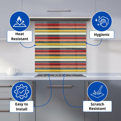 Multicolour Striped Brish Pattern Kitchen Splashback