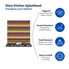 Multicolour Striped Brish Pattern Kitchen Splashback