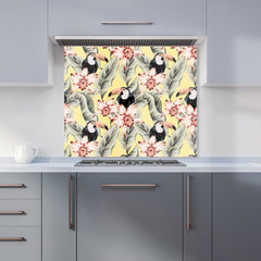 Toucans, Orchids And Palm Leaves Kitchen Splashback