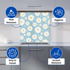 Summer Daisy Pattern Kitchen Splashback