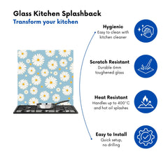Summer Daisy Pattern Kitchen Splashback