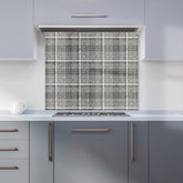 Monochrome Textured Checked Pattern Kitchen Splashback