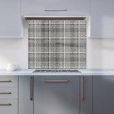 Monochrome Textured Checked Pattern Kitchen Splashback