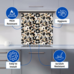 Modern Flower Pattern Kitchen Splashback