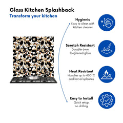 Modern Flower Pattern Kitchen Splashback