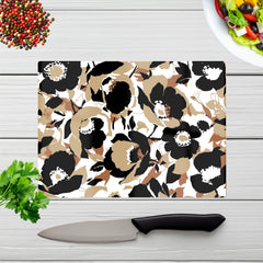 Modern Flower Pattern Glass Chopping Board