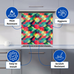 Colourful Grunge Circle Pattern Kitchen Splashback
