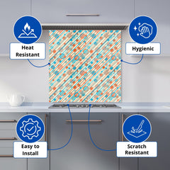 Retro Stripes And Circles Kitchen Splashback