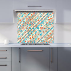 Retro Stripes And Circles Kitchen Splashback
