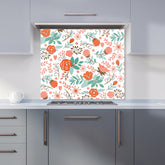 Orange Floral Pattern Kitchen Splashback