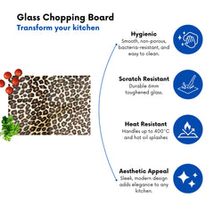 Leopard Hide Print Glass Chopping Board