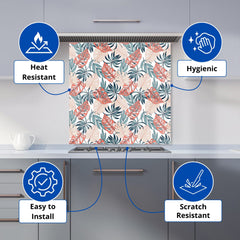 Tropical Leaf Pattern Kitchen Splashback