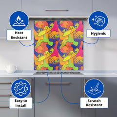 Bright Abstract Pattern Kitchen Splashback