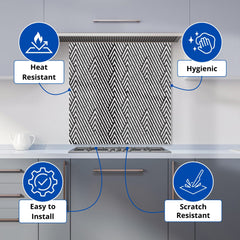 Oblique Black Grunge Pattern Kitchen Splashback