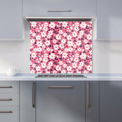 Small Cute White Flower Pattern Kitchen Splashback