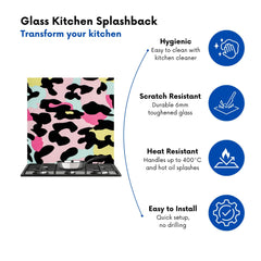 Colourful Leopard Print Kitchen Splashback