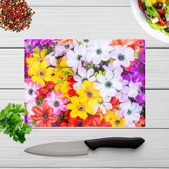 Spring Flowers Glass Chopping Board
