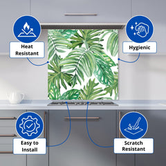 Exotic Rainforest Leaves Kitchen Splashback