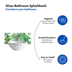 Exotic Rainforest Leaves Glass Bathroom Splashback