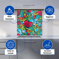 Hippie Psychedelic Pattern Kitchen Splashback