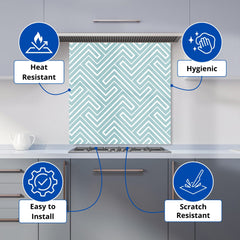 Blue And White Geometric Pattern Kitchen Splashback