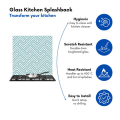 Blue And White Geometric Pattern Kitchen Splashback