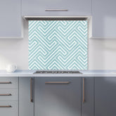 Blue And White Geometric Pattern Kitchen Splashback