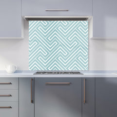 Blue And White Geometric Pattern Kitchen Splashback