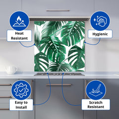 Tropical Jungle Leaf Pattern Kitchen Splashback
