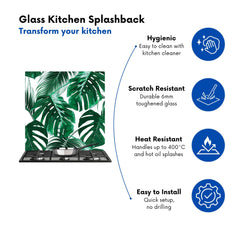 Tropical Jungle Leaf Pattern Kitchen Splashback