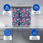 Cute Colourful Flower Pattern Kitchen Splashback