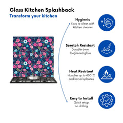Cute Colourful Flower Pattern Kitchen Splashback